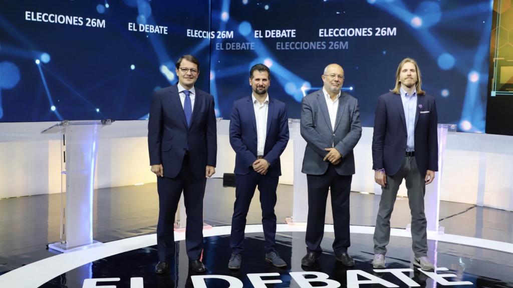 Los candidatos a la Presidencia de la Junta del PP, Alfonso Fernández Mañueco; Psoe, Luis Tudanca; Ciudadanos, Francisco Igea y Podemos, Pablo Fernández, en el debate electoral