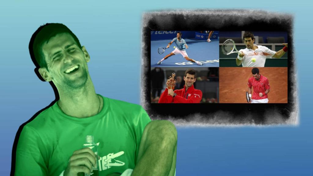 Novak Djokovic, en un fotomontaje con sus momentos en Acapulco, Rotterdam, Madrid y Roma.