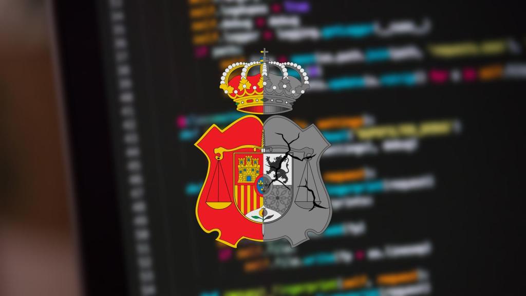 Escudo del consejo General del Poder Judicial junto a código informático.