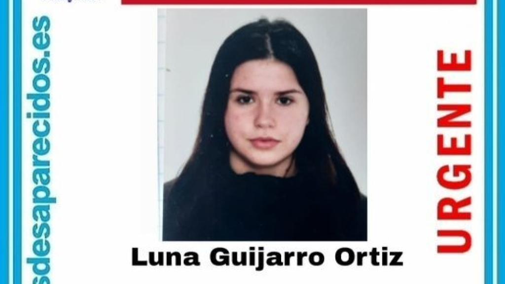 Cartel que alerta de la desaparición de Luna.