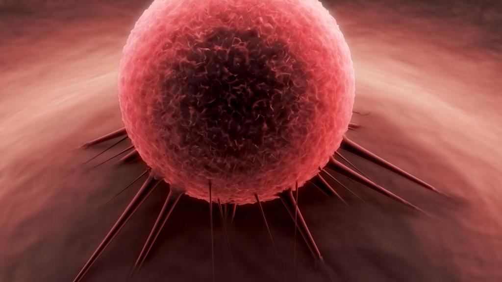 Representación de las células cancerosas formando el tumor.