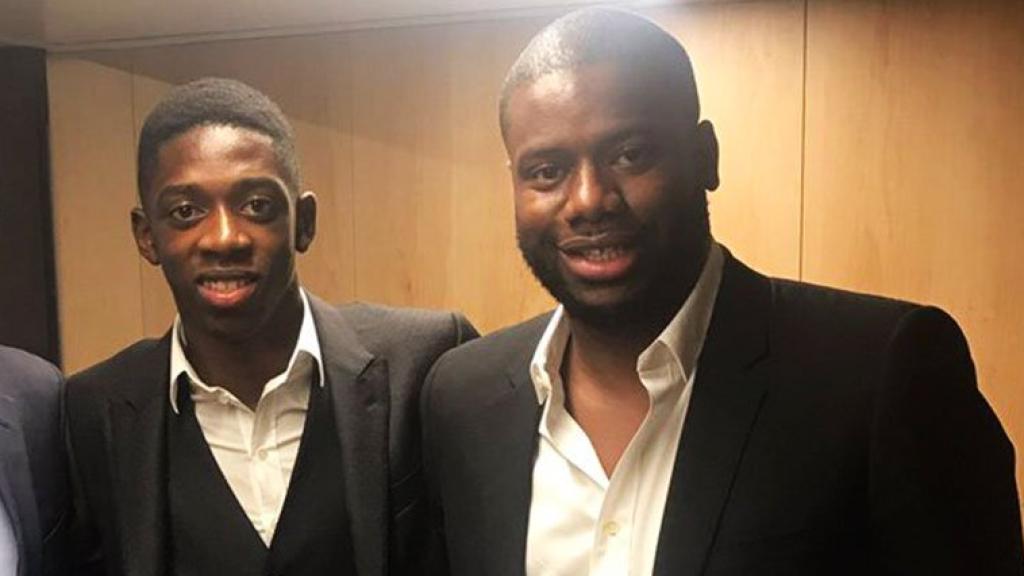 Josep María Bartomeu, Ousmane Dembélé y Moussa Sissoko