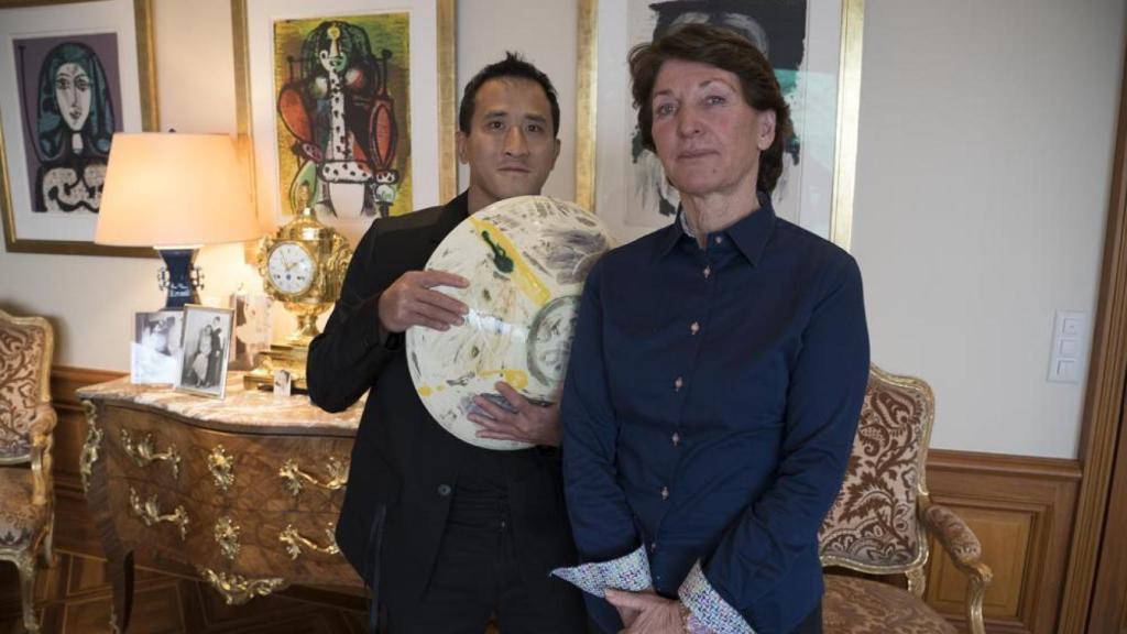 Marina Picasso, nieta del artista, y Florian Picasso, bisnieto.