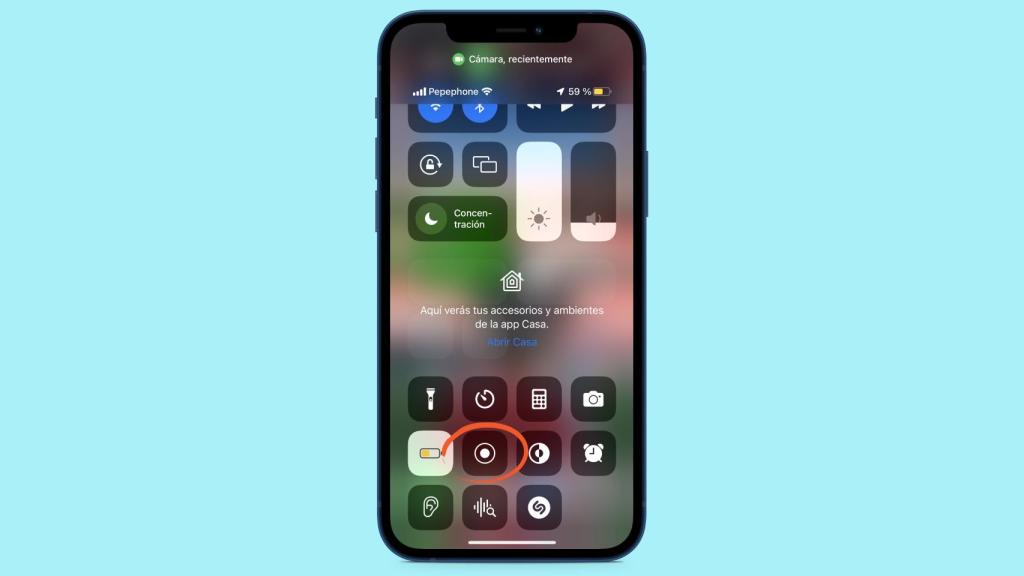 Grabación de pantalla en iPhone.