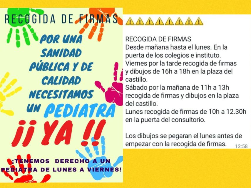 Cartel de recogida de firmas y dibujos