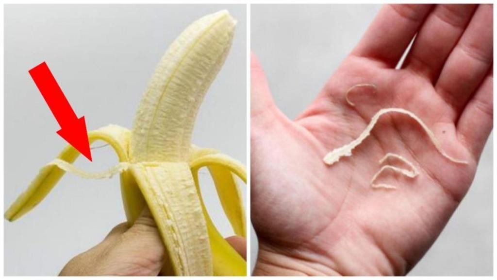 Un plátano con sus hebras.