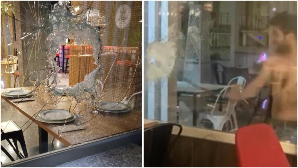 Hicham durante el intento de asalto al Restaurante Borrego Canalla de Bullas donde se refugió su novia.