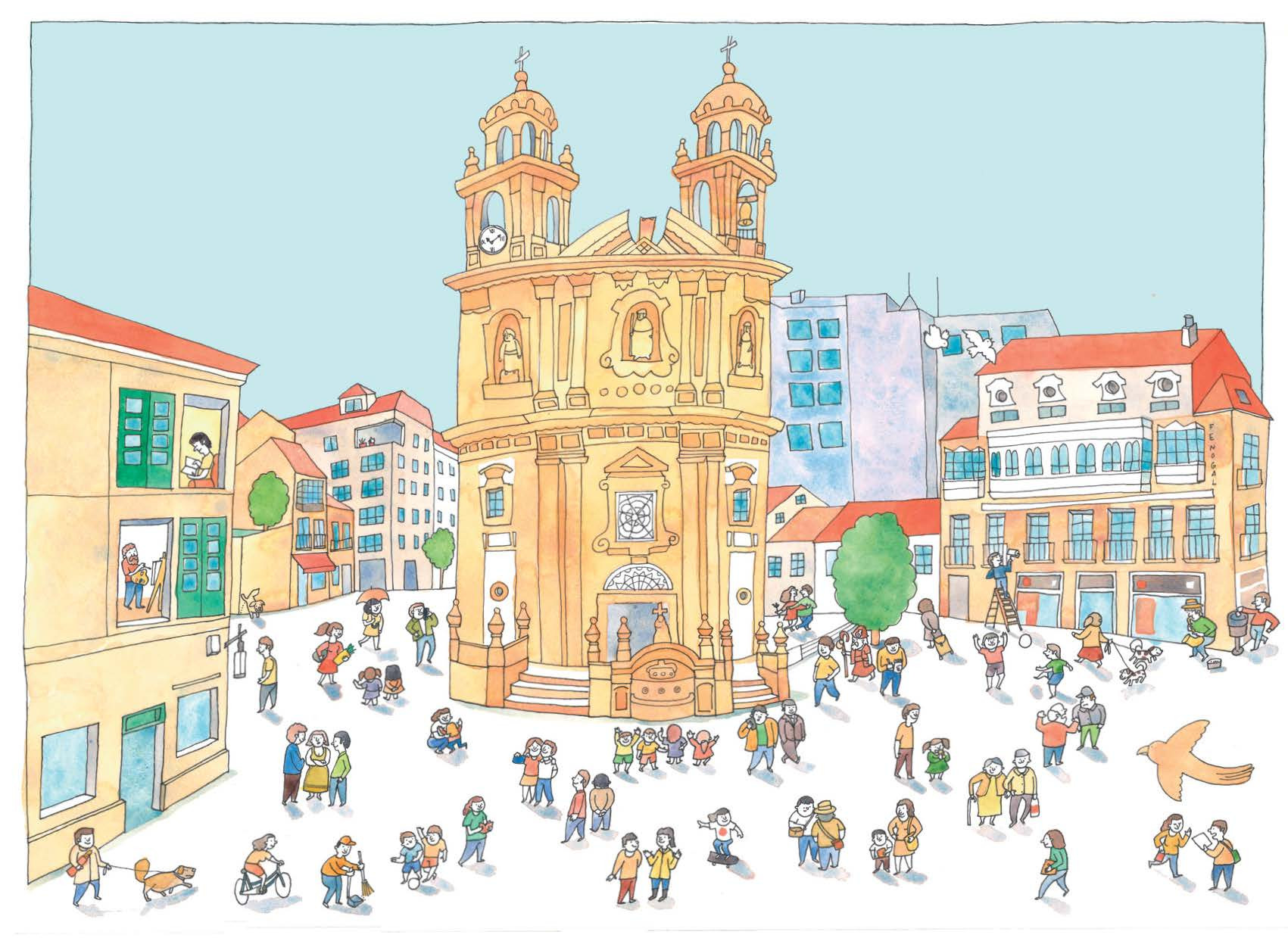 Ilustración de la ciudad de Pontevedra.