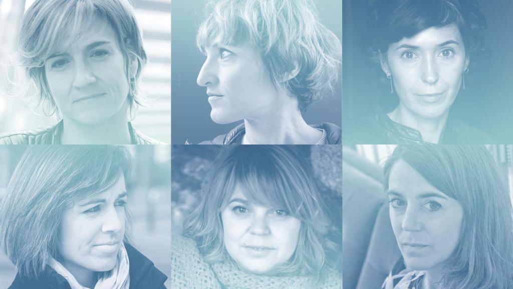 De izquierda a derecha y de arriba abajo: Karmele Jaio, Uxue Alberdi, Edurne Portela, Katixa Agirre, Txani Rodríguez y Eider Rodríguez