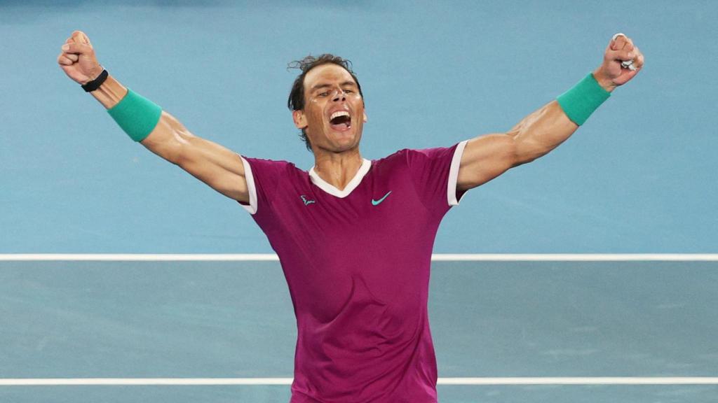 Nadal, celebrando su victoria en el Abierto de Australia.