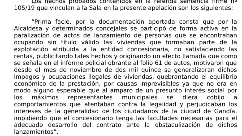 Extracto de la segunda sentencia, dictada dos días después de ser nombrada Morant ministra.