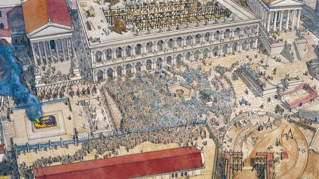 Recreación del funeral y las exequias de Julio César / Jean Claude-Golvin / Desperta Ferro Ediciones.