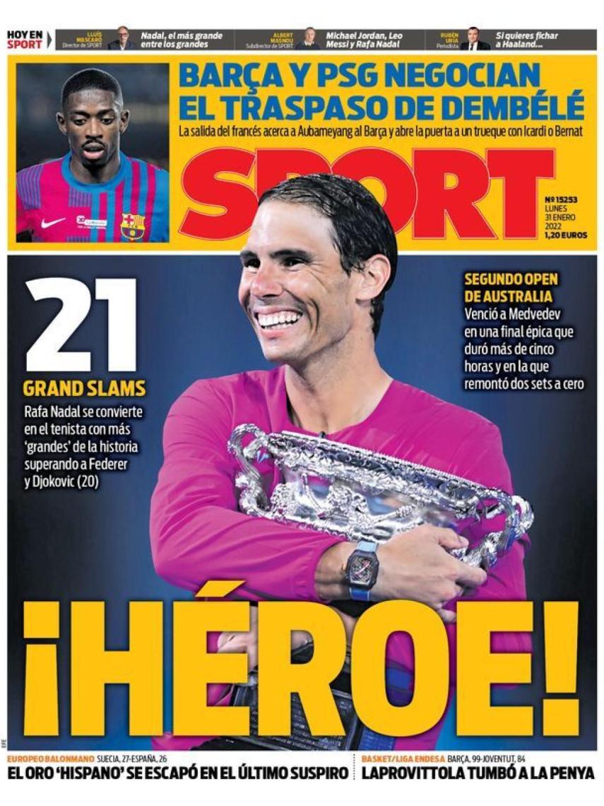 La portada del diario SPORT (31/01/2022)