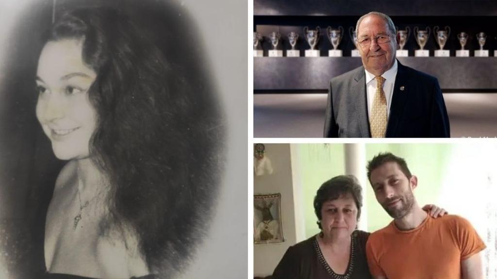 Un collage con Paco Gento, su hija legítima y la madre de esta.