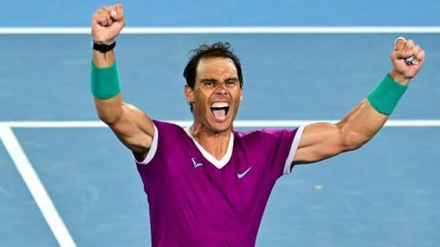 Rafa Nadal tras ganar en el Open de Australia. EP