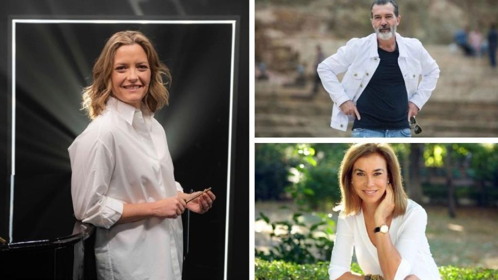 Un collage con fotos de María Casado, Antonio Banderas y Carmen Posadas.