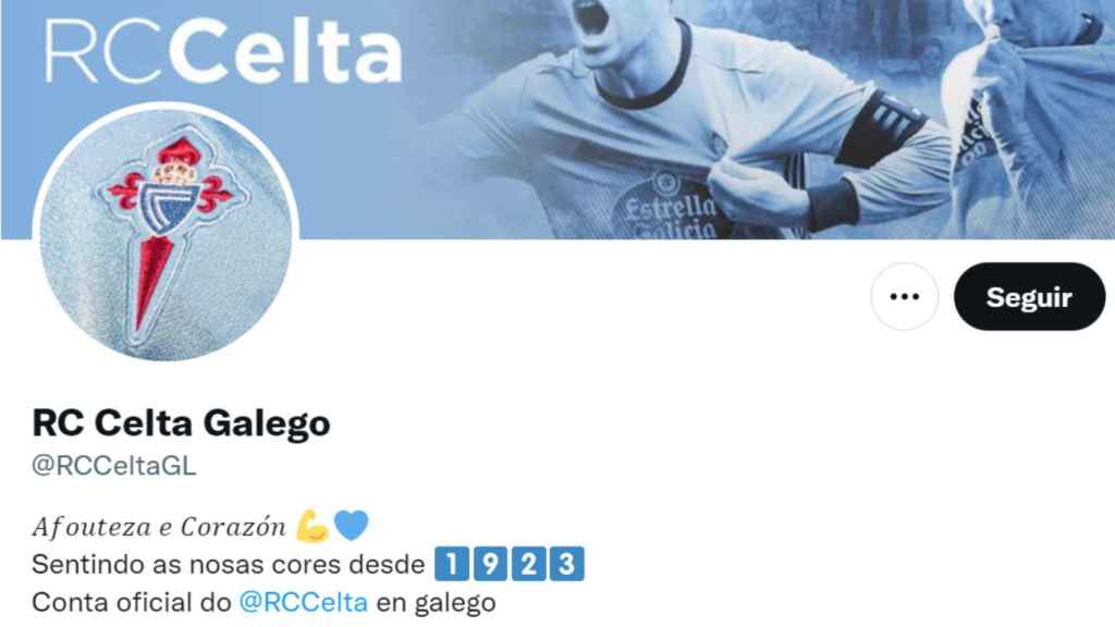 Portada de la cuenta que el Celta acaba de estrenar en gallego.