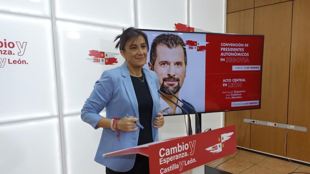 Ana Sánchez en la presentación de los dos actos del PSOECyL para este fin de semana