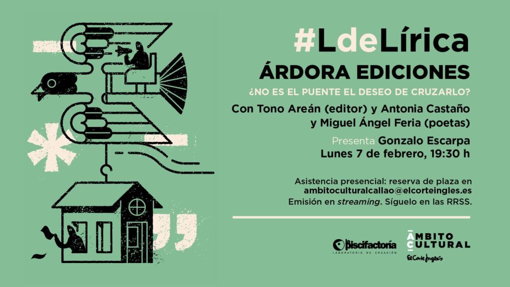 Árdora Ediciones protagoniza el ciclo #LdeLírica de Ámbito Cultural el 7 de febrero a las 19:30 h