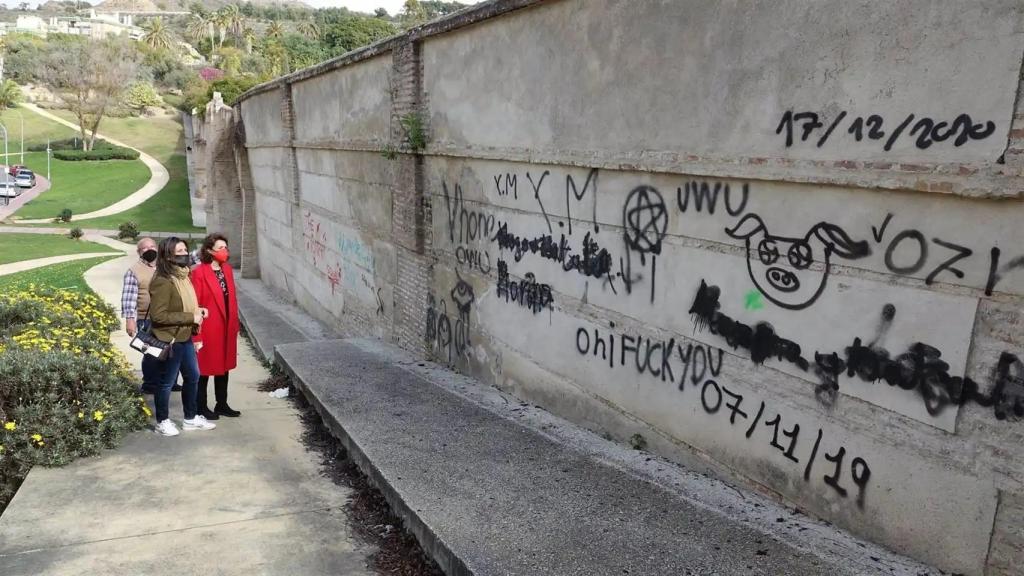 Las concejalas socialista Rosa del Mar Rodríguez y Lorena Dona visitan el acueducto a su paso por Ciudad Jardín.