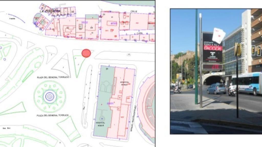 Uno de los reloj-termómetro instalado en la ciudad de Málaga.