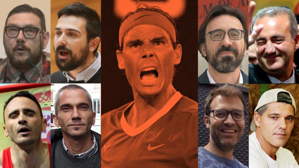 De izda. a dcha.  y de arriba a abajo: Nega, Ramón Espinar, Irrael Elejalde, Alfons Godall, Roberto Sotomayor, Joseba Permach, Miquel Oliver y Frank Cuesta.