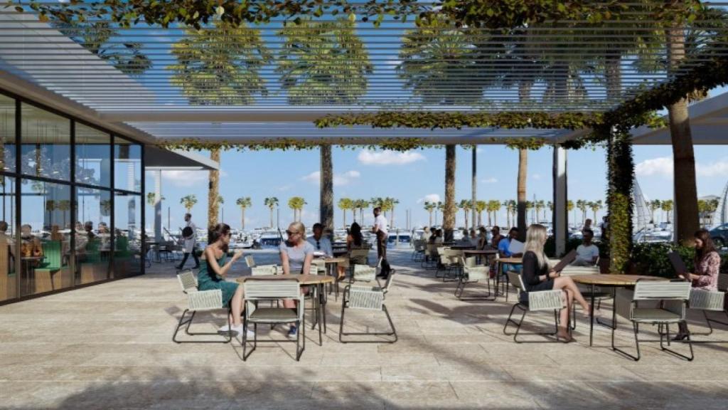 Zona de terrazas en la parte comercial.