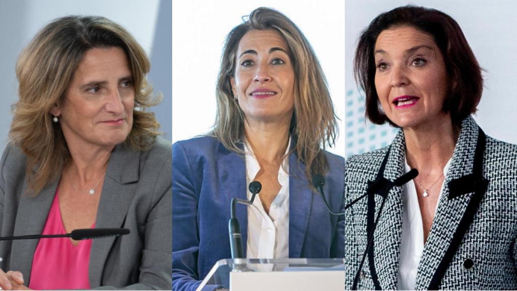 Teresa Ribera, Raquel Sánchez y Reyes Maroto.