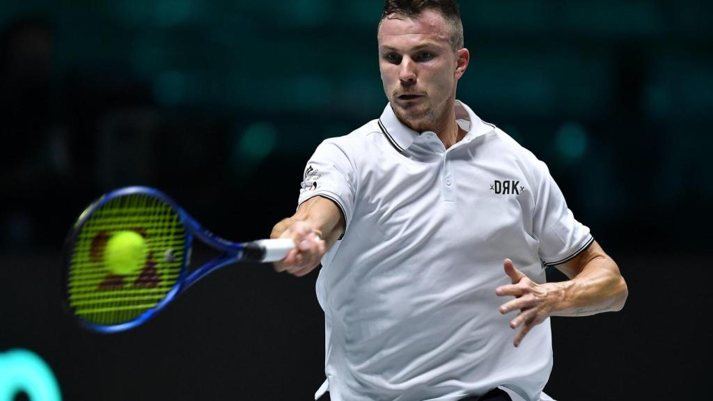 Marton Fucsovics durante un partido de la Copa Davis 2021