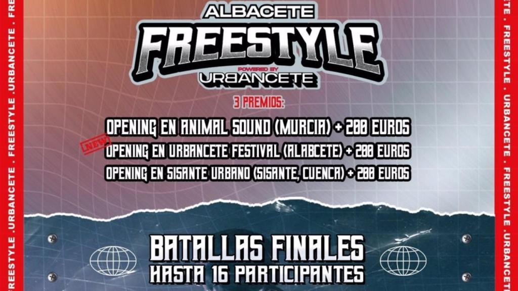 Parte del cartel anunciador de la batalla de gallos del día 18 en Albacete.