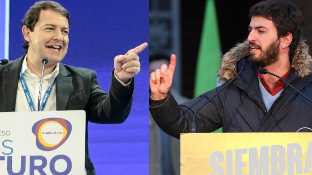 El candidato del PP, Alfonso Fernández Mañueco, y el de Vox, Juan García-Gallardo.