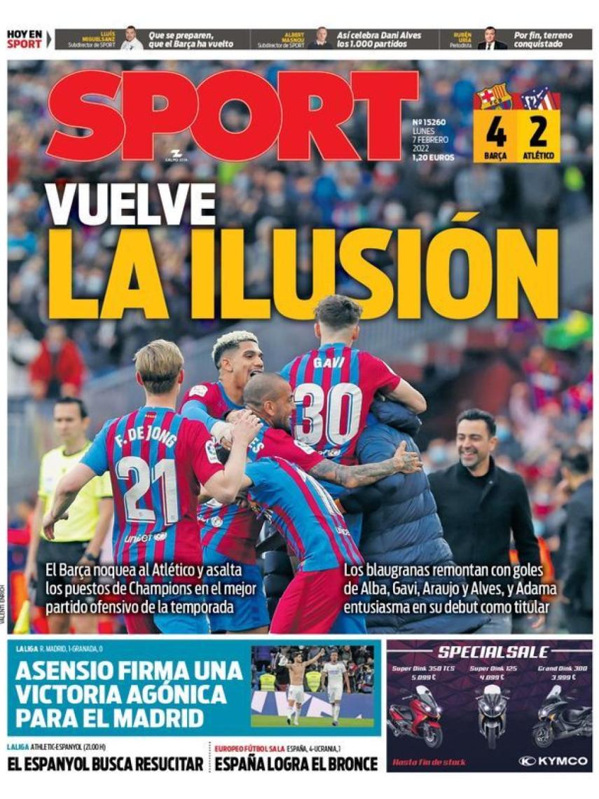 La portada del diario SPORT (07/02/2022)