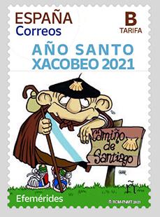 El sello conmemorativo del Xacobeo 21-22 (Xunta de Galicia).