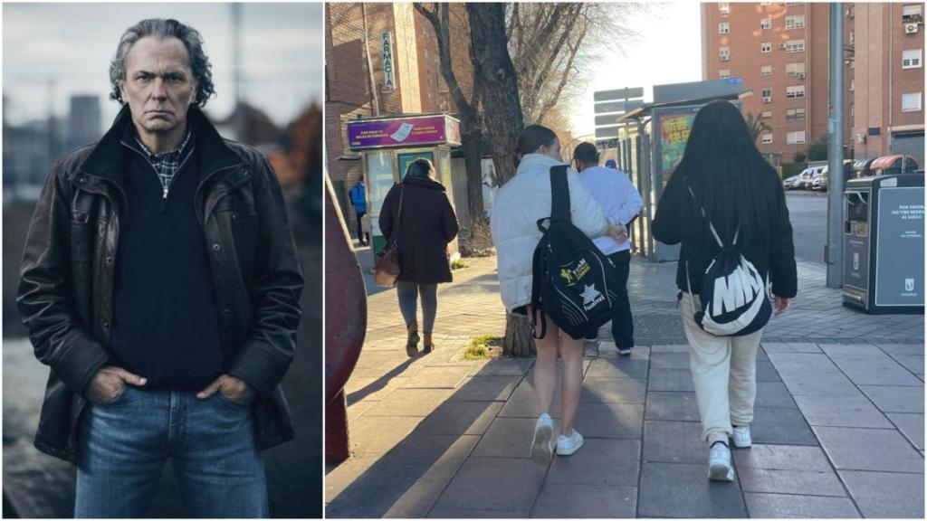 A la izquierda, Coronado en la serie; a la derecha, unas jóvenes llegando al barrio.