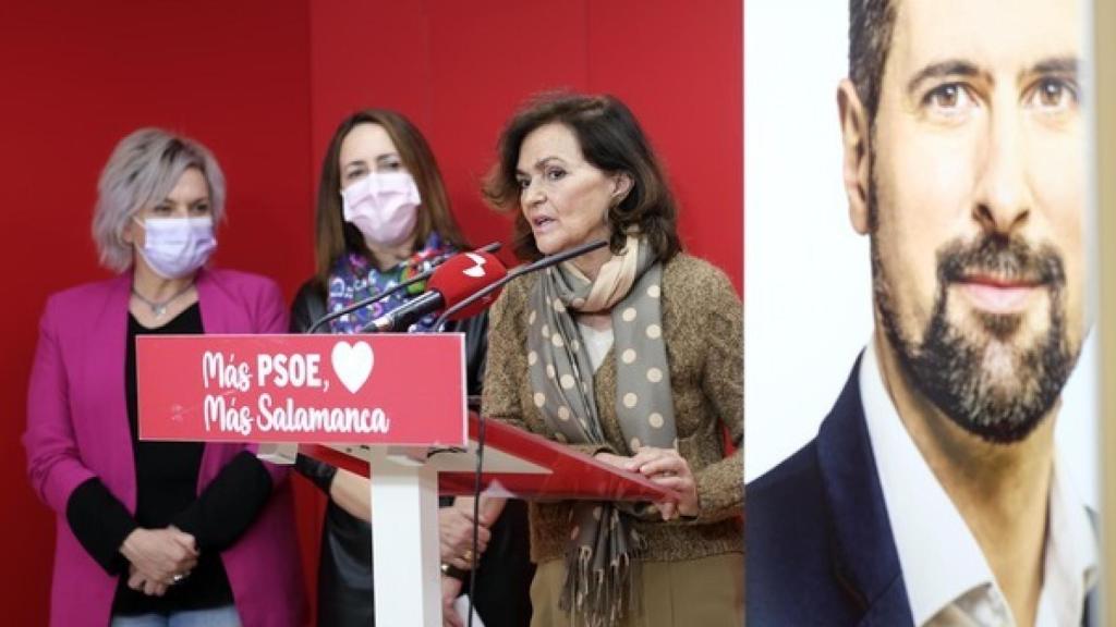 David Arranz. / ICAL . La presidenta de la Comisión de Igualdad del Congreso de los Diputados y exvicepresidenta primera del Gobierno de España, Carmen Calvo, en Salamanca