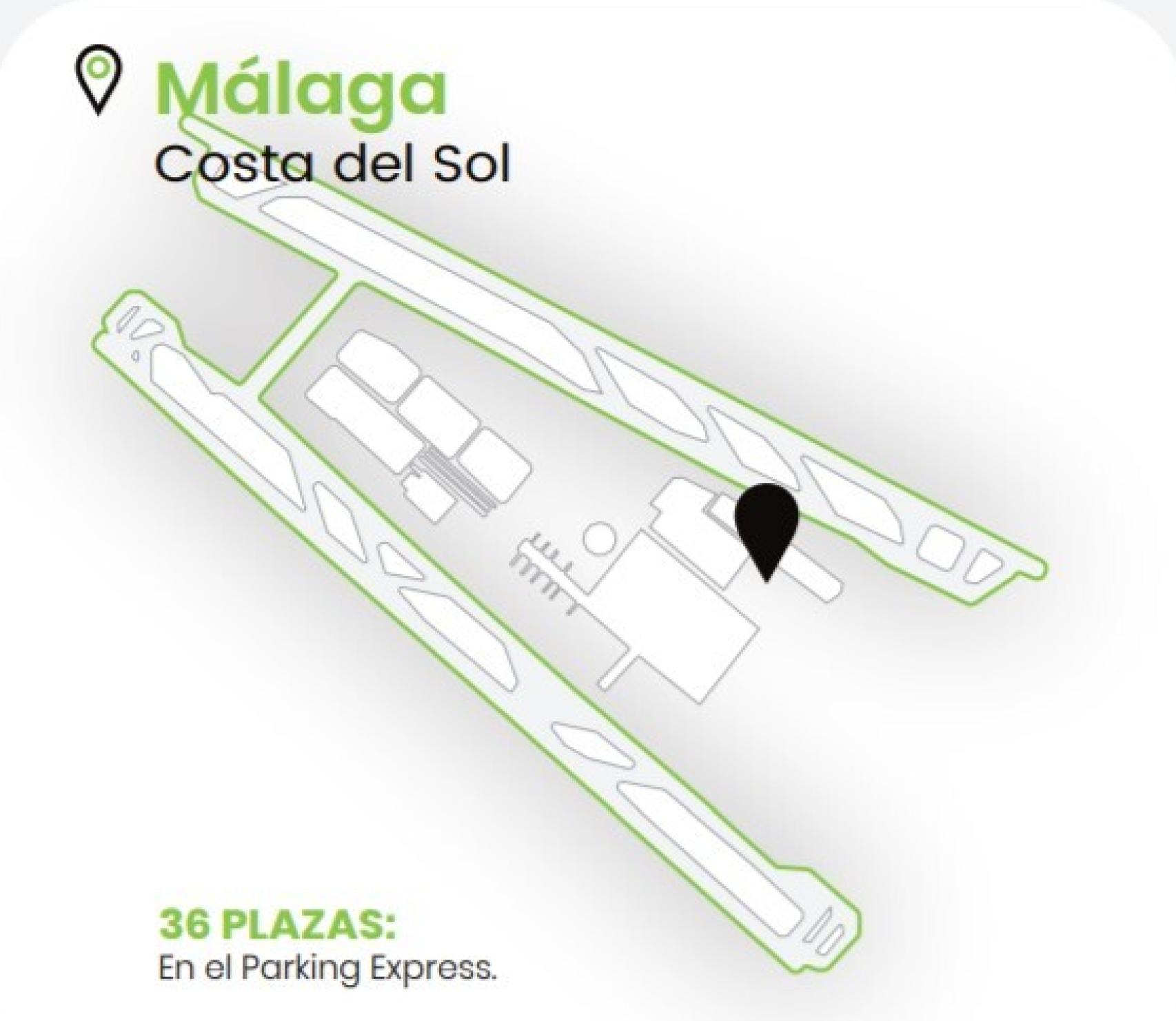 Punto del aeropuerto de Málaga donde estará localizado el aparcamiento de Uber.