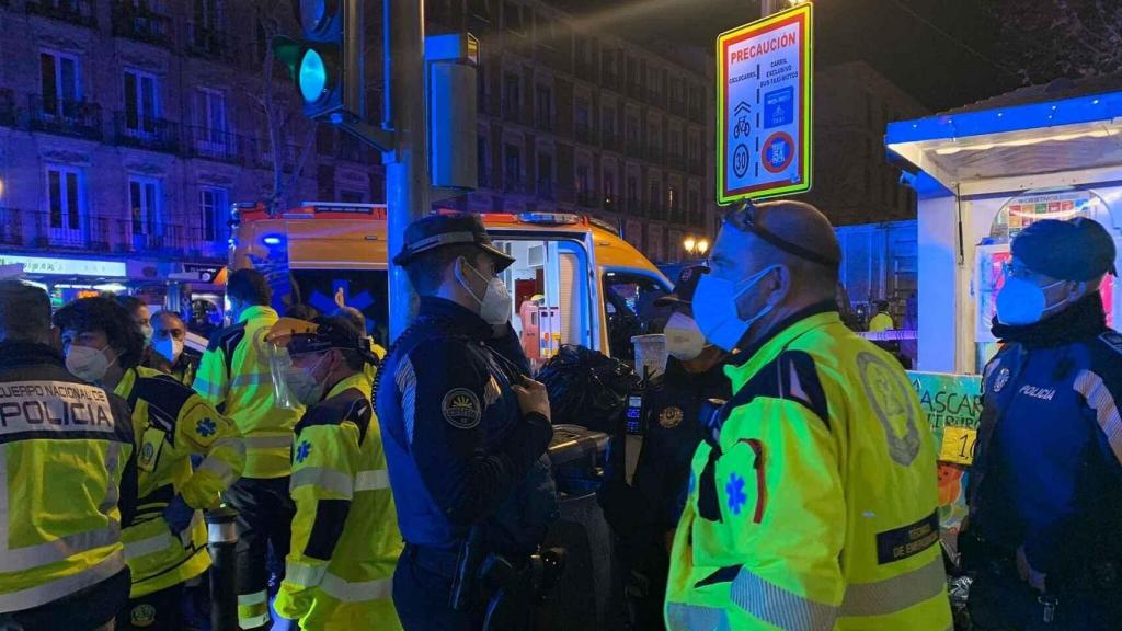 El lugar donde fue asesinado Jaime Guerrero, este sábado, en Madrid.