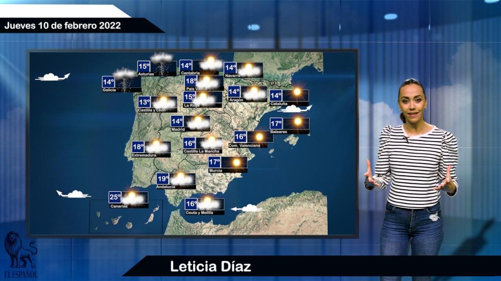 El tiempo para el jueves 10 de febrero.