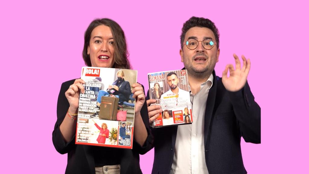 Cristina Rodrigo y Jesús Carmona durante la grabación del kiosco rosa, en vídeo.