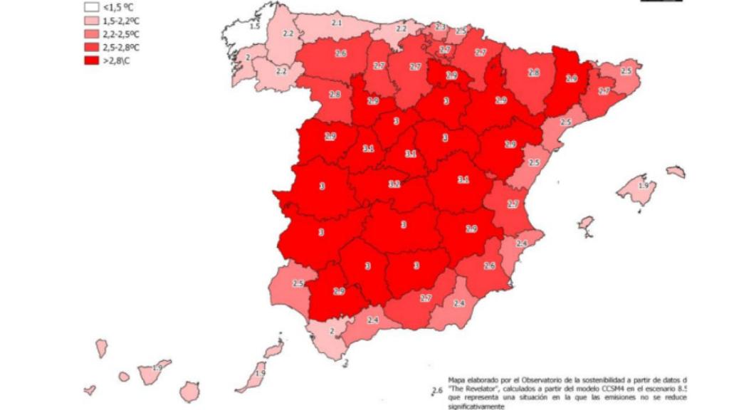 Proyecciones más drásticas de subidas de temperatura para 2050