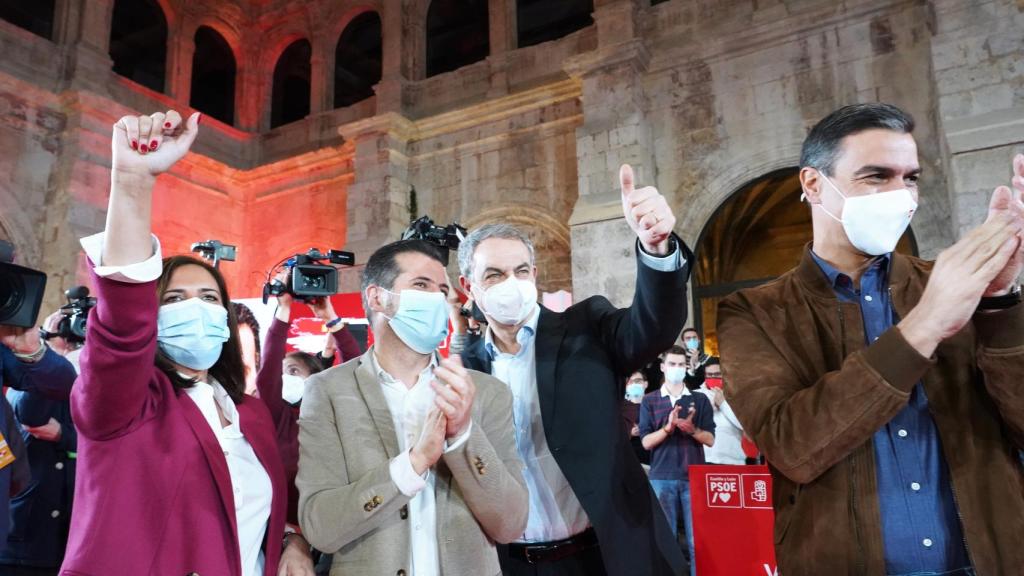 Tudanca junto a Zapatero y Pedro Sánchez/Ical