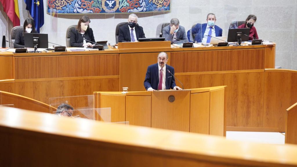 Javier Lambán, en las Cortes de Aragón.