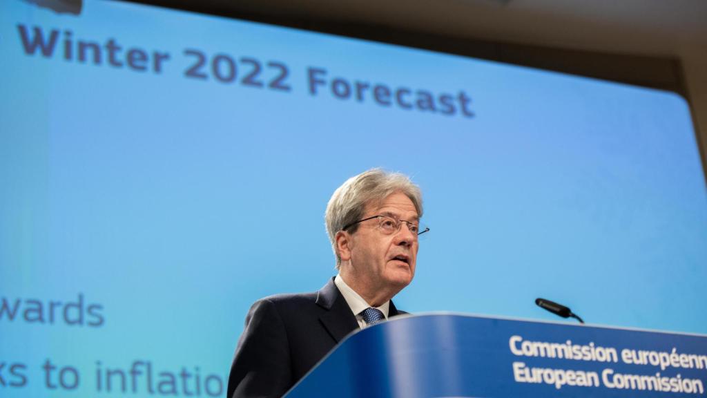 El comisario de Asuntos Económicos, Paolo Gentiloni, durante la rueda de prensa de este jueves