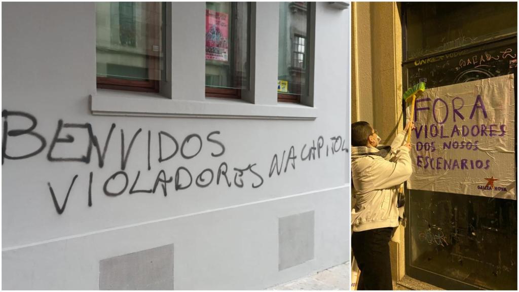 Pintadas y carteles en el exterior de la Sala Capitol.
