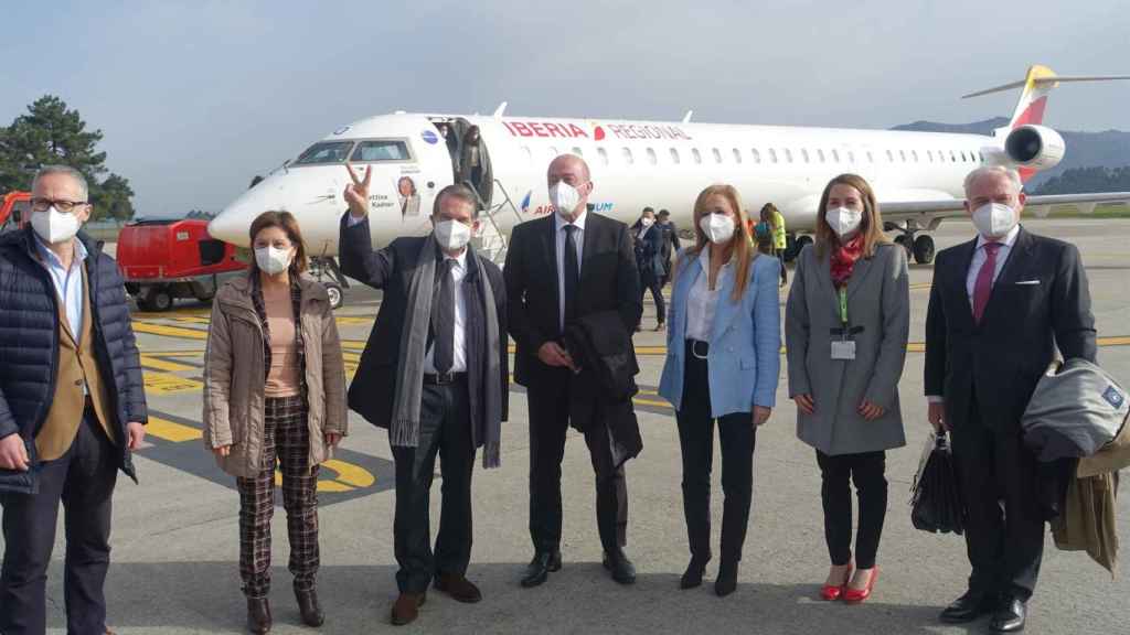 Recibimiento de uno de los vuelos de Air Nostrum.