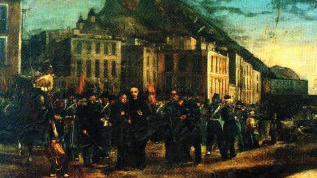 Cuadro anónimo que se guarda en el Ayuntamiento de Alicante sobre los fusilamientos de los mártires de la libertad.