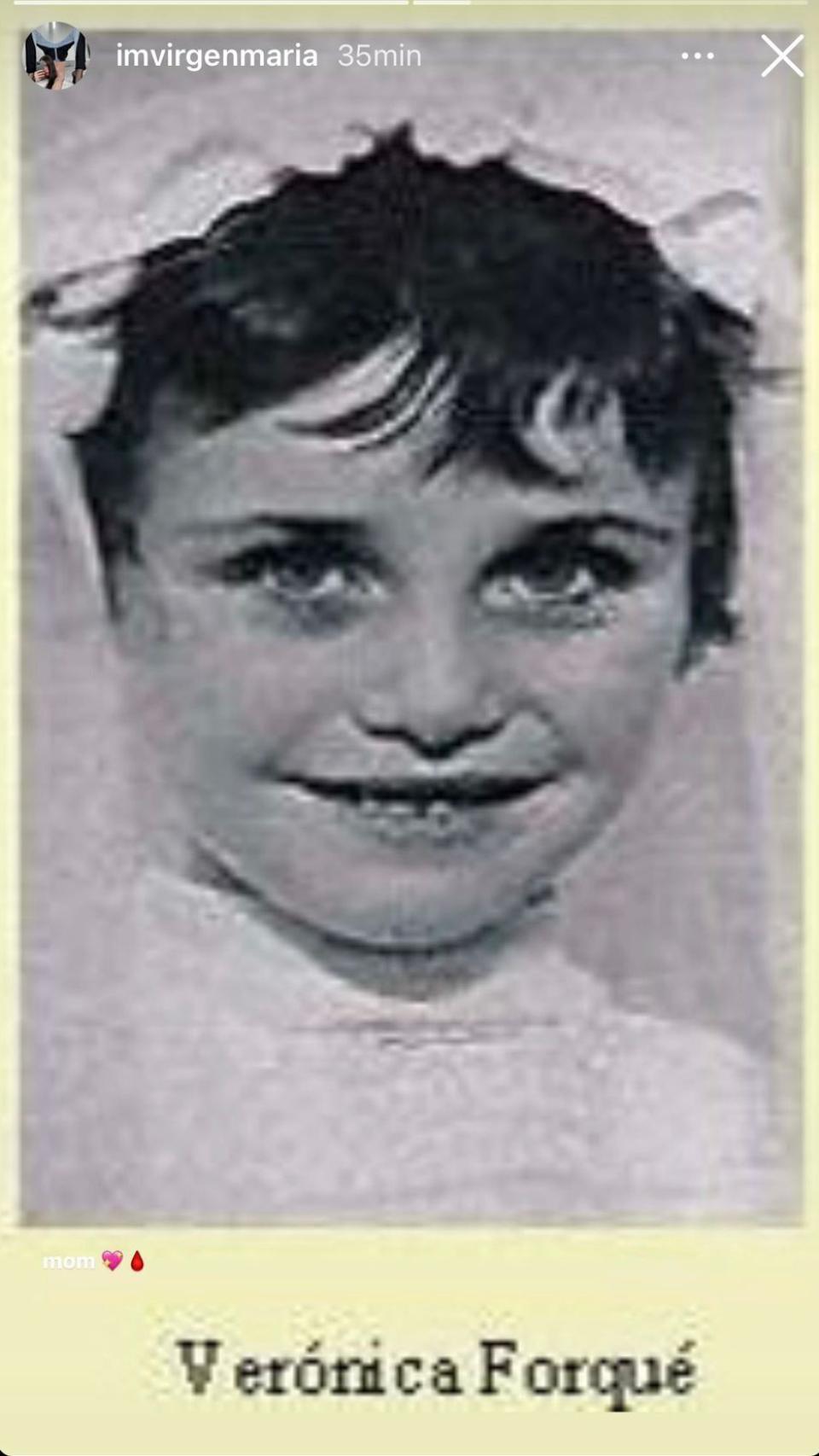 La publicación que ha colgado María, la hija de Verónica Forqué, en sus redes sociales.