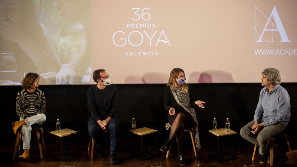 Carol Rodríguez Colas, Javier Marco, Clara Roquet y David Martín de los Santos en un encuentro en la Academia de Cine. Foto: Academia de Cine