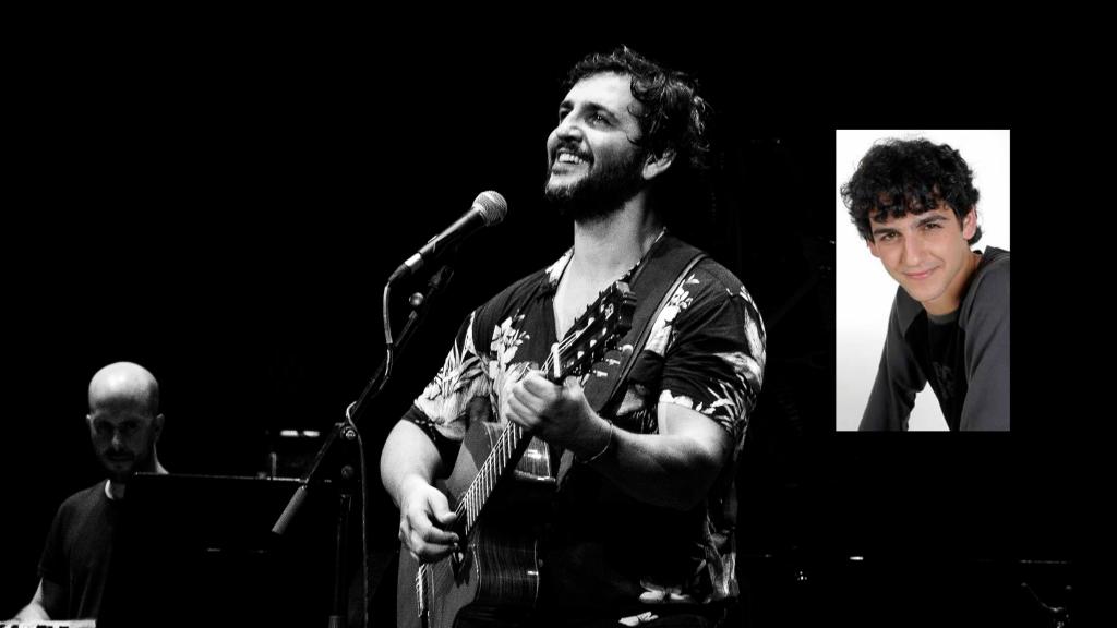 Fran Perea, en un concierto reciente y, en el recuadro, en su época de 'Los Serrano'