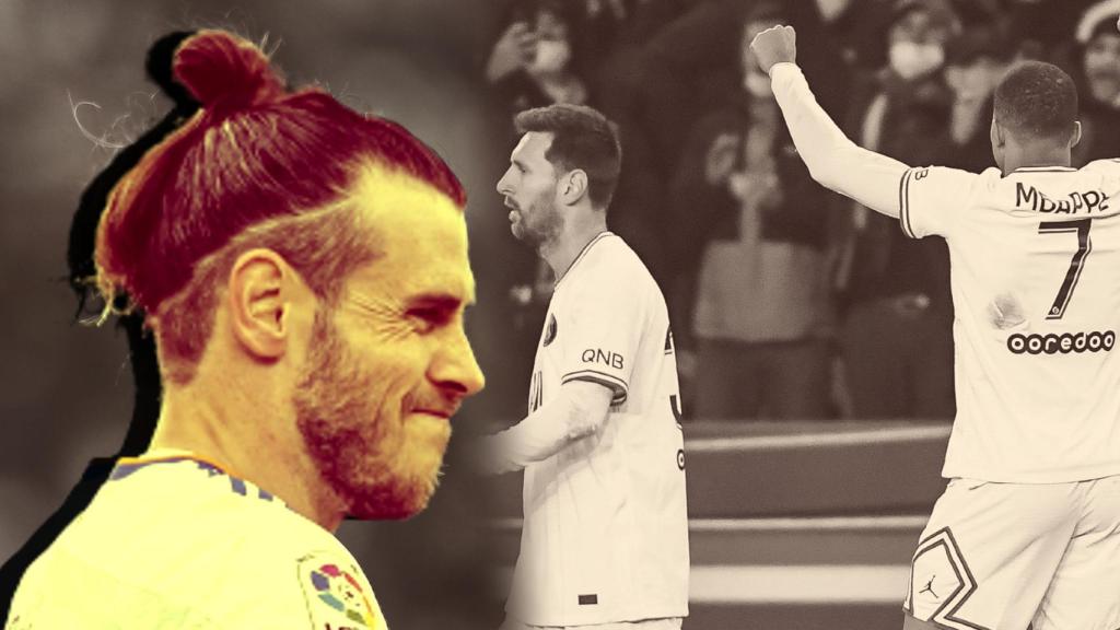 Gareth Bale, en un fotomontaje con Leo Messi y Kylian Mbappé.